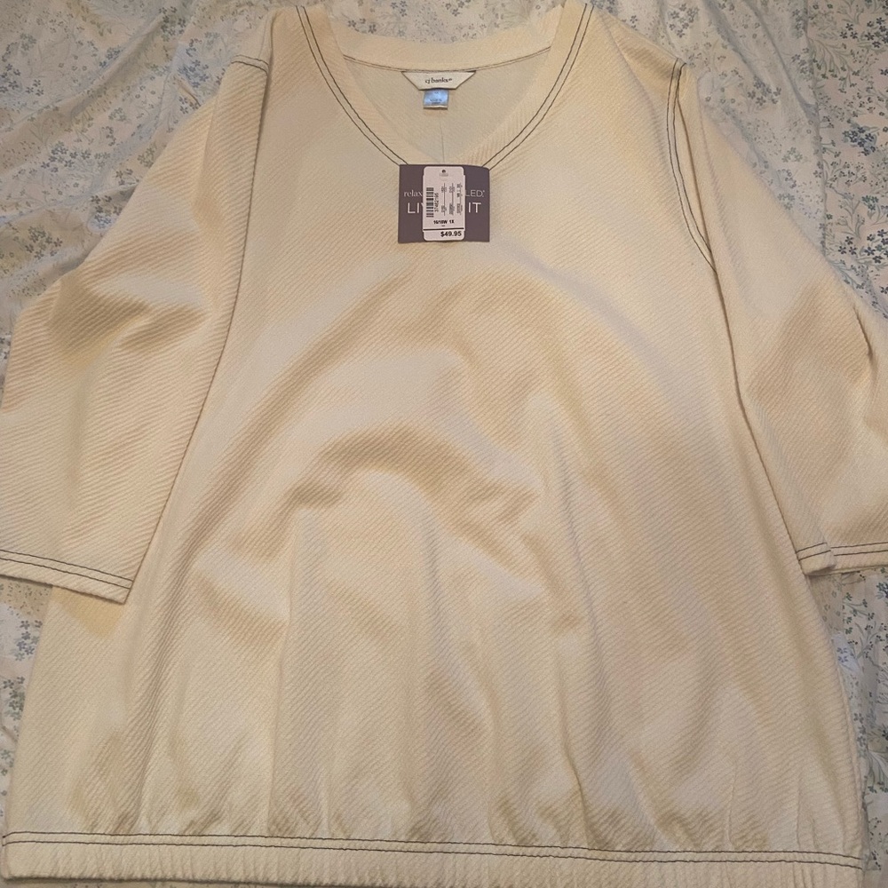 CJ Banks Relaxed 3/4 Sleeve Top